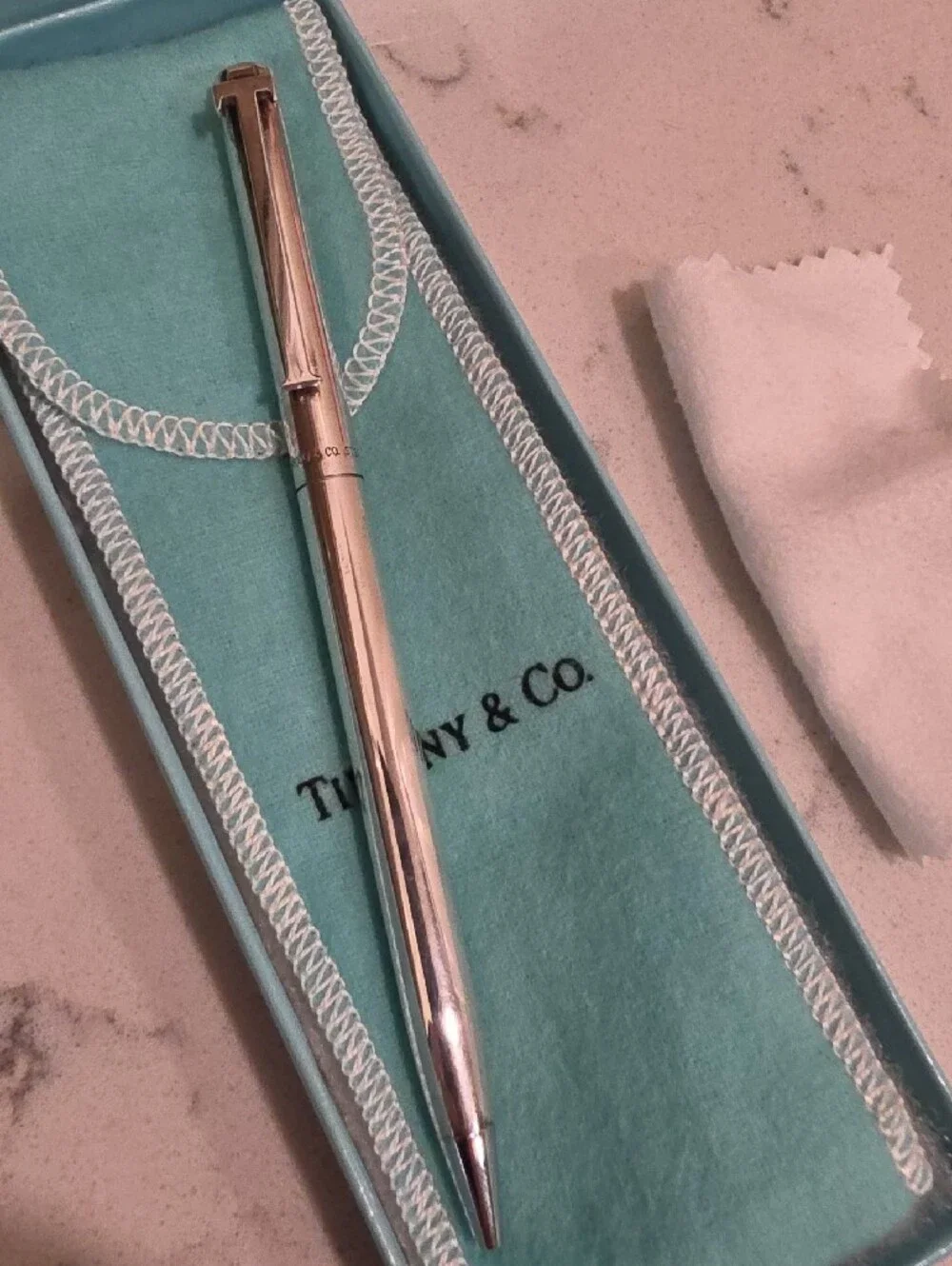 Tiffany & Co. Silver Ballpoint Pen with Iconic Blue Case